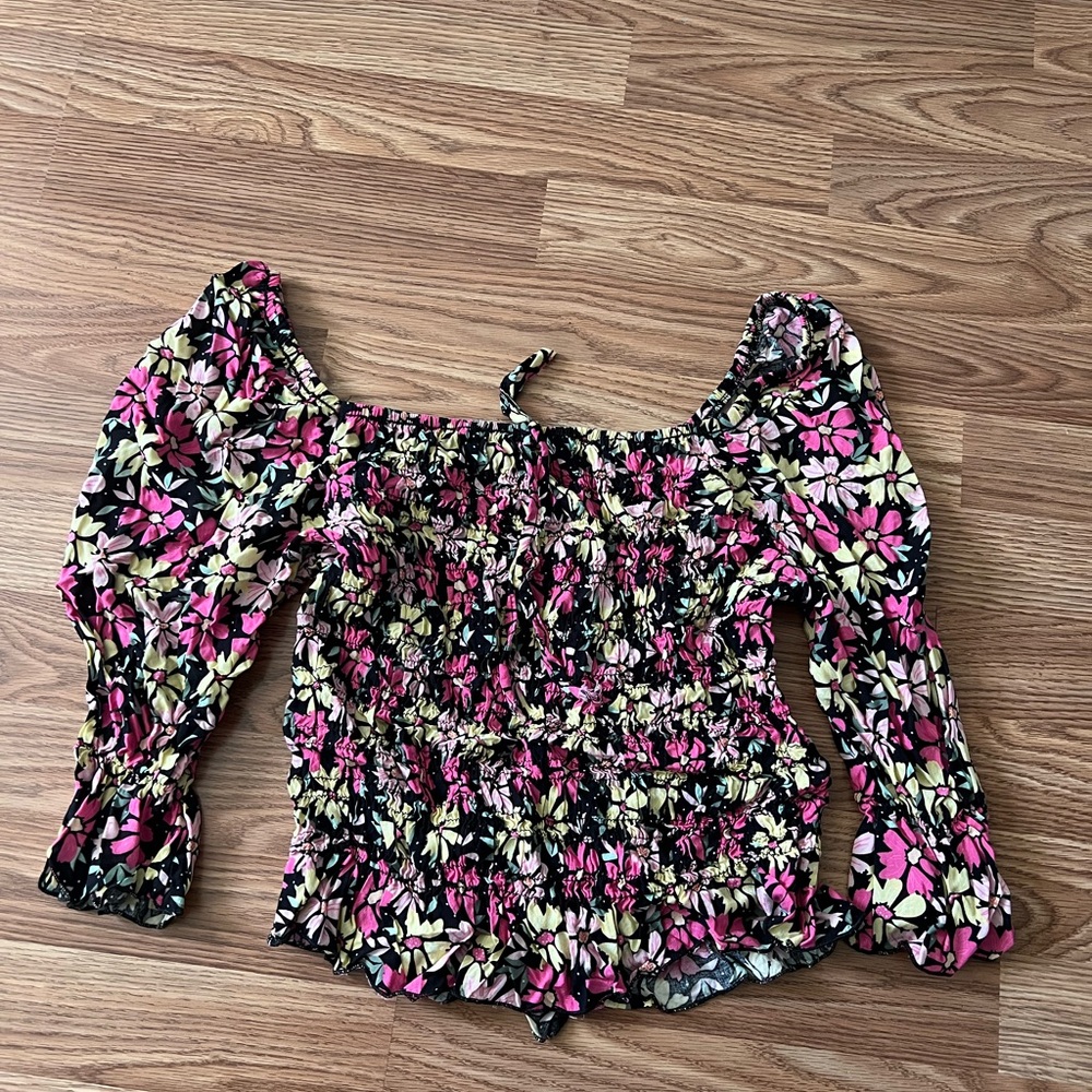 Floral Off-Shoulder Smocked Top
